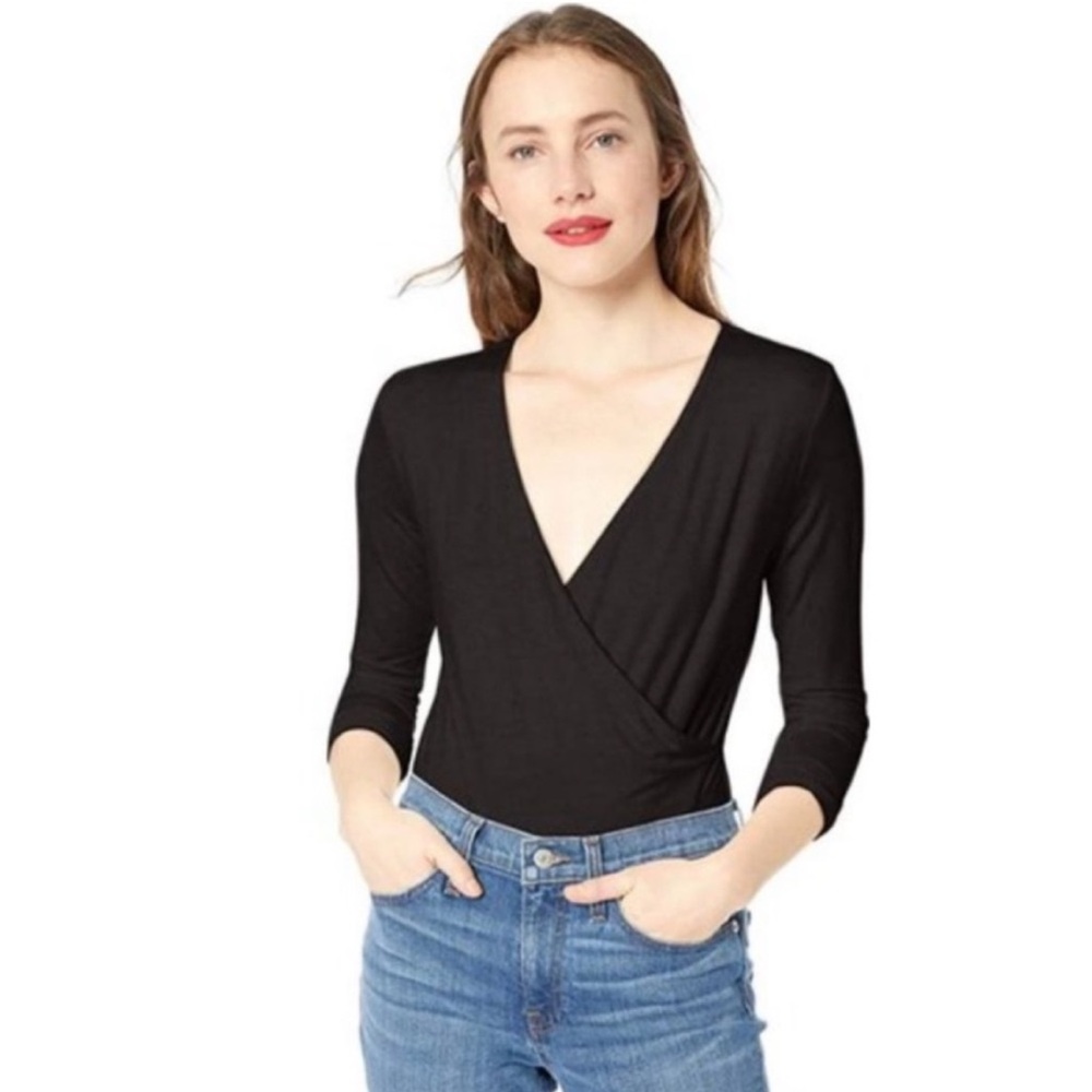 J. Crew | 365 Black Crossover Long Sleeve Bodysuit 8‎
